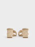 CHARLES & KEITH Women Puffy Strap Quilted Heel Mules Taupe
