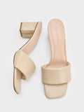 CHARLES & KEITH Women Puffy Strap Quilted Heel Mules Taupe