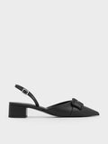 CHARLES & KEITH Women Woven Buckle Slingback Pumps Black