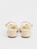 Woven-Buckle Slingback Pumps Chalk