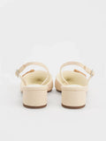 Women Woven Buckle Slingback Pumps Chalk