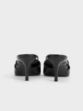 CHARLES & KEITH Women Grosgrain Strap Pointed Toe Mules Black
