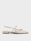 CHARLES & KEITH Trifina Metallic-Accent Pointed-Toe Slingback Flats_White