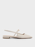 CHARLES & KEITH Trifina Metallic-Accent Pointed-Toe Slingback Flats_White
