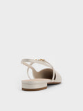 CHARLES & KEITH Trifina Metallic-Accent Pointed-Toe Slingback Flats_White