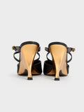 CHARLES & KEITH Women Crossover Strap Sculptural Heel Wedges Black