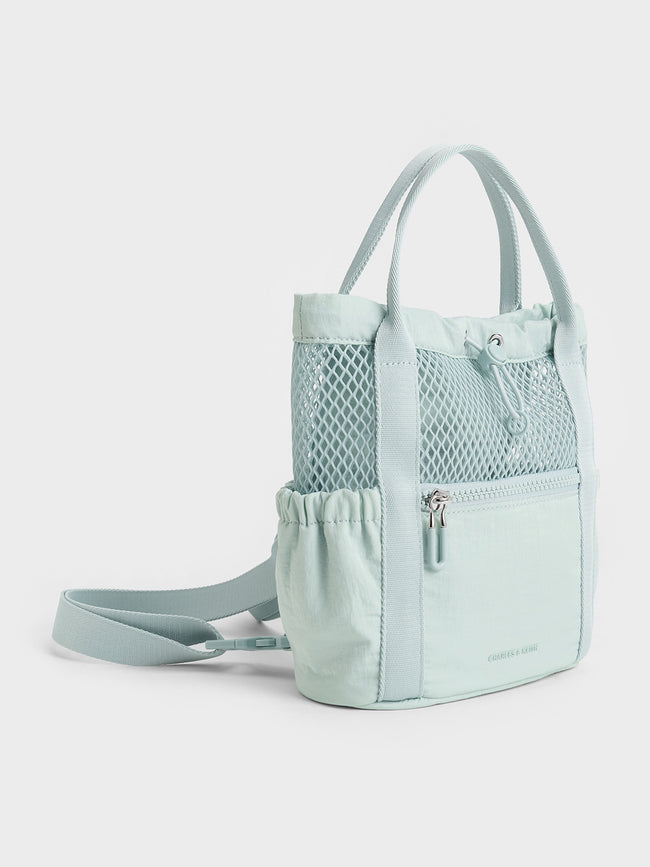 CHARLES & KEITH Women Terra Mesh & Nylon Multi-Way Bag_Sage Green