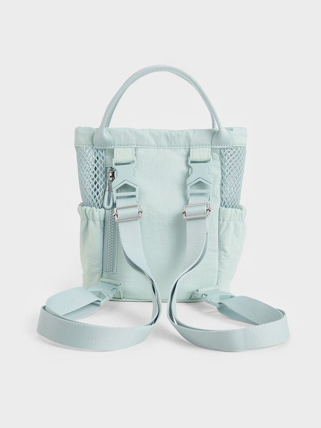 CHARLES & KEITH Women Terra Mesh & Nylon Multi-Way Bag_Sage Green