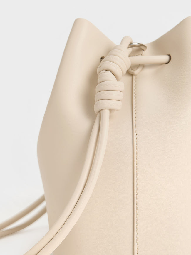 CHARLES & KEITH Women Leia Knotted Bucket Bag_Beige