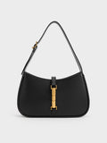 CHARLES & KEITH Women Cesia Metallic-Accent Shoulder Bag_Black