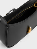 CHARLES & KEITH Women Cesia Metallic-Accent Shoulder Bag_Black