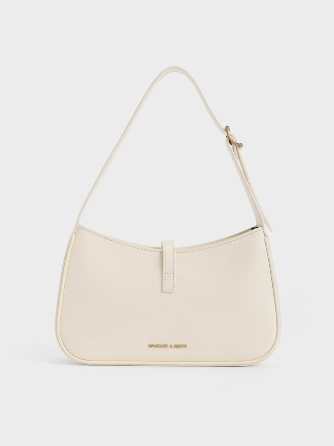 CHARLES & KEITH Women Cesia Metallic-Accent Shoulder Bag_Cream