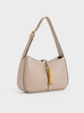 CHARLES & KEITH Cesia Metallic Accent Shoulder Bag Taupe