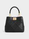 CHARLES & KEITH Eleni Quilted Top Handle Bag_Black