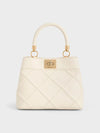 CHARLES & KEITH Eleni Quilted Top Handle Bag_Cream