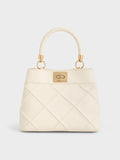 CHARLES & KEITH Eleni Quilted Top Handle Bag_Cream