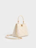 CHARLES & KEITH Eleni Quilted Top Handle Bag_Cream