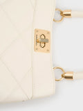CHARLES & KEITH Eleni Quilted Top Handle Bag_Cream
