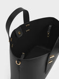 CHARLES & KEITH Women Metallic-Accent Double Handle Bag Black