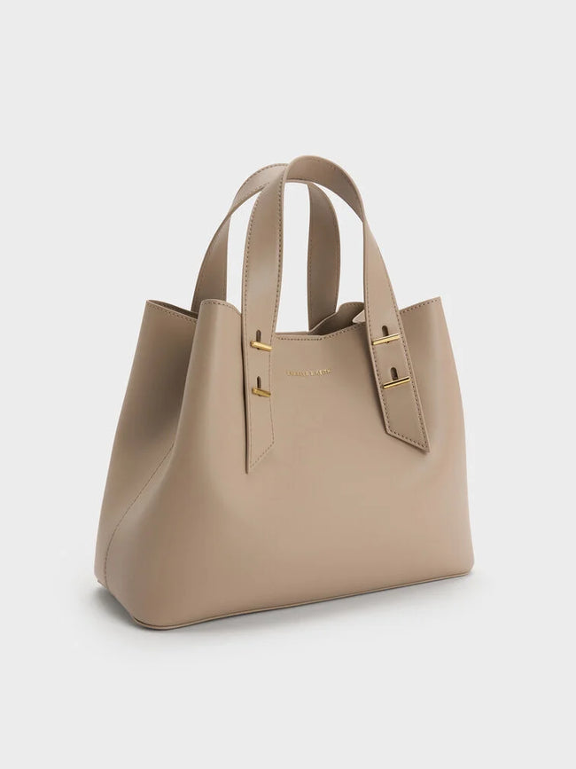 CHARLES & KEITH Women Shania Tote Bag - Taupe