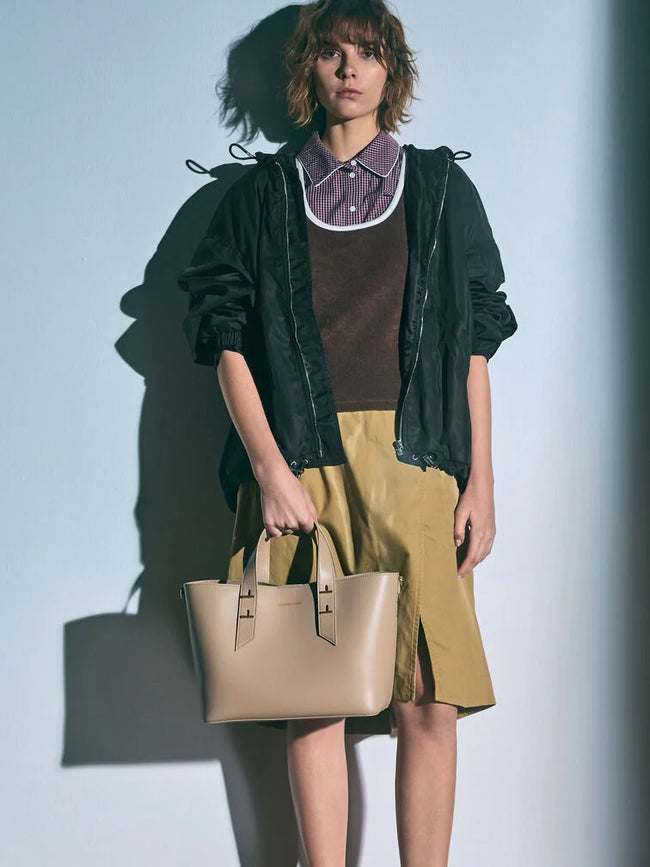 CHARLES & KEITH Women Shania Tote Bag - Taupe
