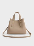 CHARLES & KEITH Women Shania Tote Bag - Taupe