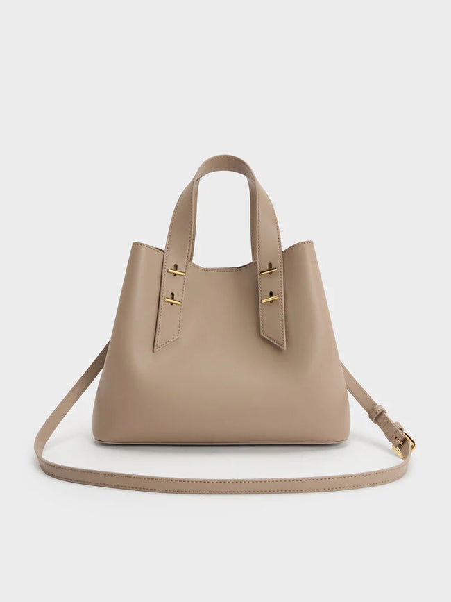 CHARLES & KEITH Women Shania Tote Bag - Taupe