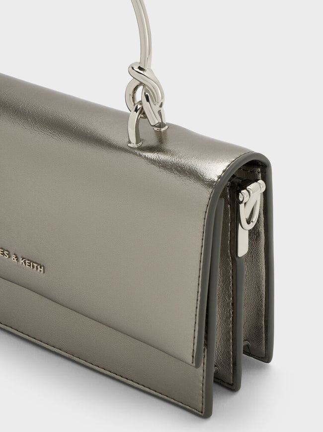 Kristine Sculptural-Handle Long Wallet_Pewter