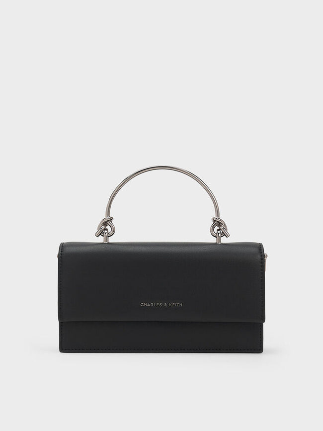 Kristine Sculptural-Handle Long Wallet_Noir