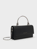 Kristine Sculptural-Handle Long Wallet_Noir