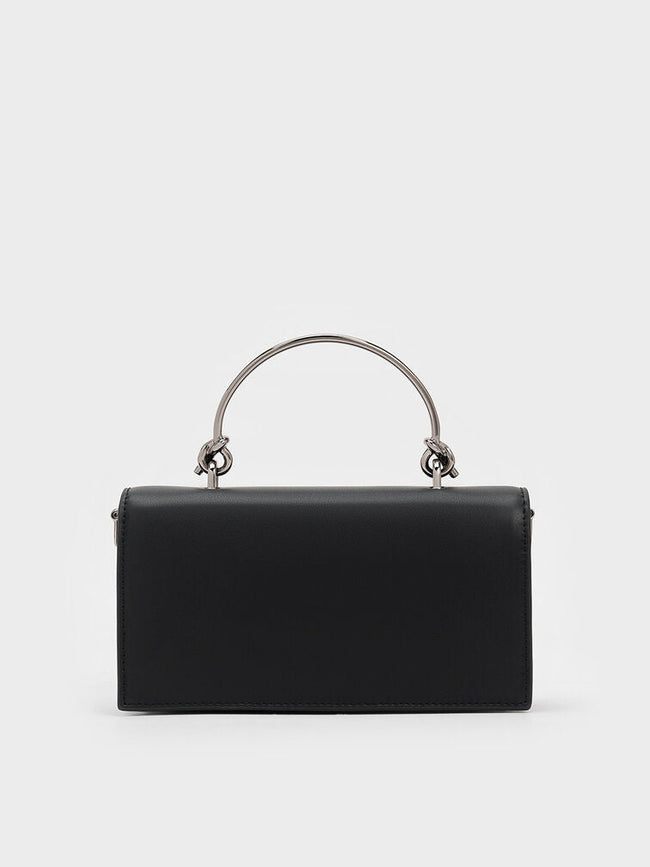 Kristine Sculptural-Handle Long Wallet_Noir