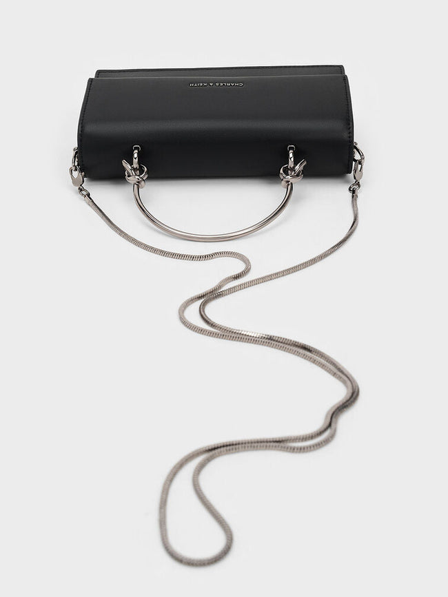 Kristine Sculptural-Handle Long Wallet_Noir