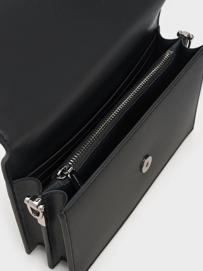 Kristine Sculptural-Handle Long Wallet_Noir