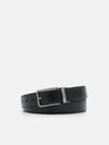 PEDRO  Embossed Leather Reversible Pin Belt-Black