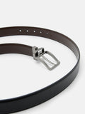 PEDRO  Embossed Leather Reversible Pin Belt-Black