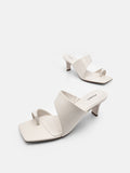 PEDRO Rocco Leather Heel Sandals - Chalk