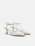 PEDRO Vika Leather Heel Pumps - Chalk