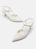 PEDRO Vika Leather Heel Pumps - Chalk