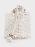 CHARLES & KEITH Women Beaded Chain-Handle Bucket Bag_White