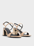 CHARLES & KEITH_Patent Metallic-Heel Slingback Sandals_Nude
