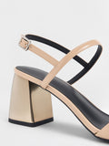 CHARLES & KEITH_Patent Metallic-Heel Slingback Sandals_Nude