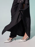 CHARLES & KEITH_Woven Fabric Metallic-Accent Slant-Heel Slingback Pumps_Light Grey