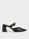 CHARLES & KEITH_Pointed-Toe Mary Jane Heeled Mules_Black