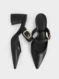 CHARLES & KEITH_Pointed-Toe Mary Jane Heeled Mules_Black