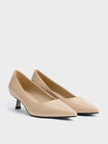 CHARLES & KEITH_Patent Pointed-Toe Kitten-Heel Pumps_Nude