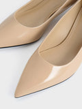 CHARLES & KEITH_Patent Pointed-Toe Kitten-Heel Pumps_Nude
