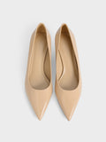 CHARLES & KEITH_Patent Pointed-Toe Kitten-Heel Pumps_Nude
