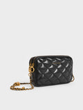 CHARLES & KEITH Mini Apfra Quilted Crossbody Bag_Black