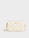 CHARLES & KEITH Mini Apfra Quilted Crossbody Bag Cream