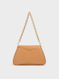 CHARLES & KEITH Women Sybill Trapeze Chain Handle Bag_Toffee